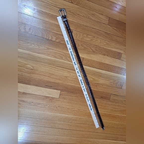 Brighton Brown Leather Belt B708 Croc Embossed Women's Size 34 Large - Picture 9 of 12